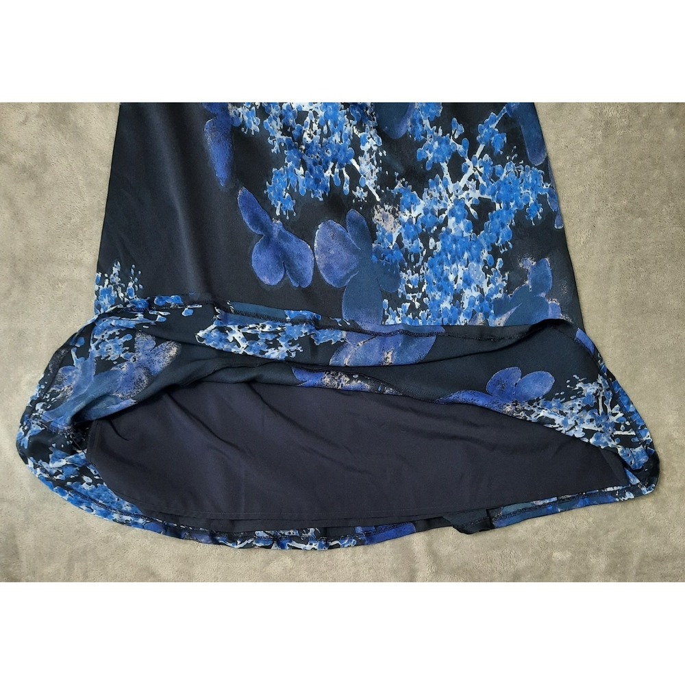 Banana Republic Dress Womens 10 Blue Watercolor Floral Ruffle Hem Career Office - Picture 8 of 15